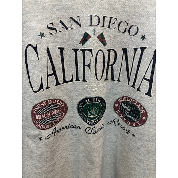 Vintage sweatshirt San Diego California VTG crewneck pullover gray sz M - Picture 2 of 7